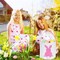 Easter Bunny Basket, 3 Pack Canvas Bunny Basket Egg Bags with Handles Printed Party Celebrate Decoration Gift Toys Carry Bucket Tote